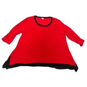Stylish Red and Black Long Sleeve Women's Top
